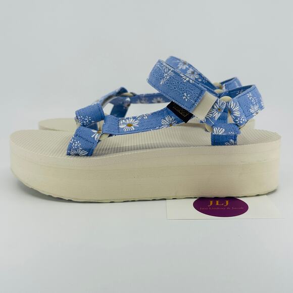 Teva Womens Flatform Universal Gloriosa Periwinkle Flower Sandals 1125203 Size 9 - Picture 5 of 11